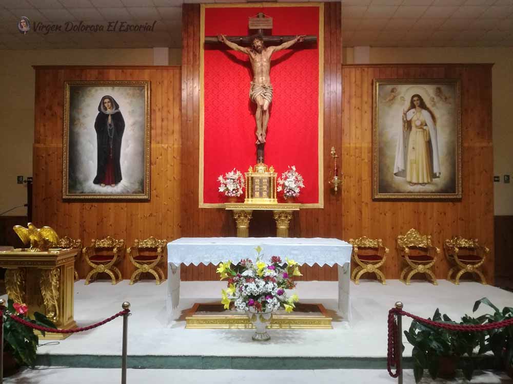 Retablo centro de acogida al peregrino virgen de los dolores el escorial prado nuevo misas iglesia rezar altar