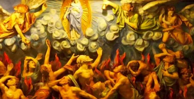 La Virgen alentando a las almas de Purgatorio